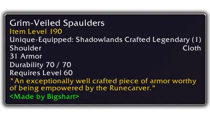 Grim-Veiled Spaulders (Rank 1 - ilvl 190)